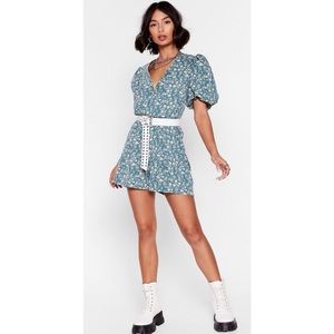 NWT Nasty Gal Floral Puff Romper